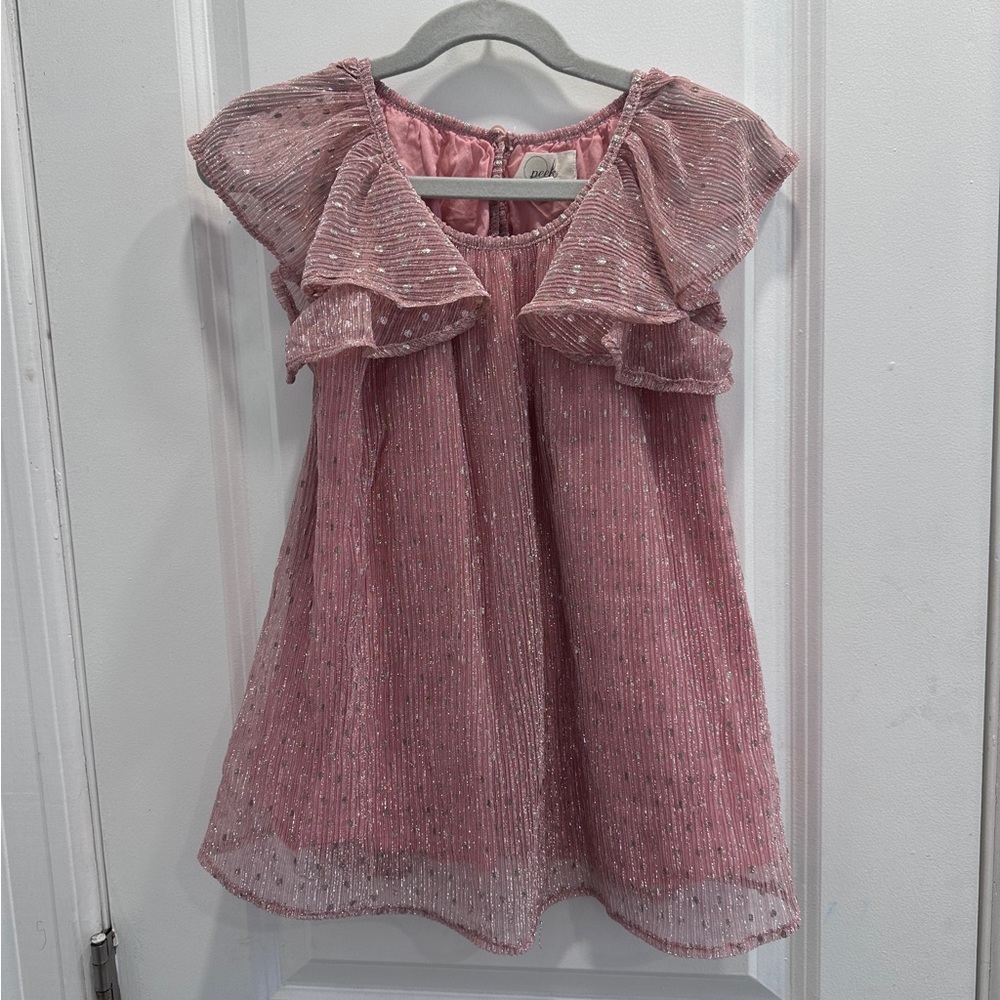 Pink shimmer Peek dress Size 3T